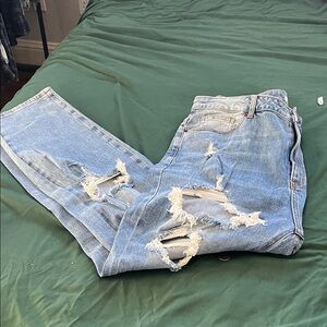 Indigo Light Blue distressed Straight Jeans